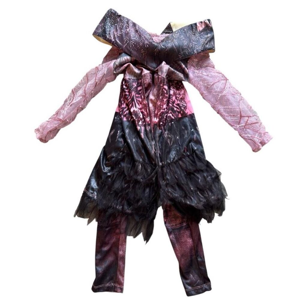Disney Descendants Mal costume with pink and black floral print kids